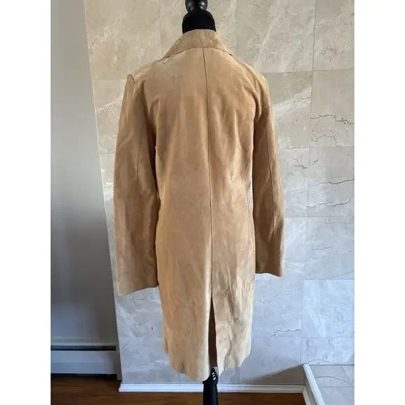 VTG TCM Genuine Suede Knee‑Length Coat Women’s Medium, 90s Caroline Bessette - Picture 5 of 9